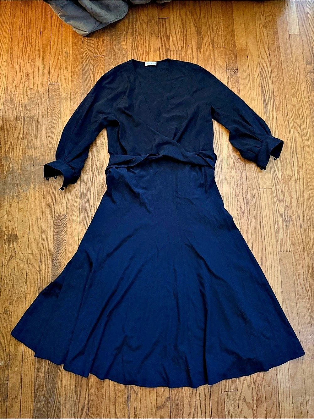 Scanlan Theodore Navy Silk Midi Dress Size 2